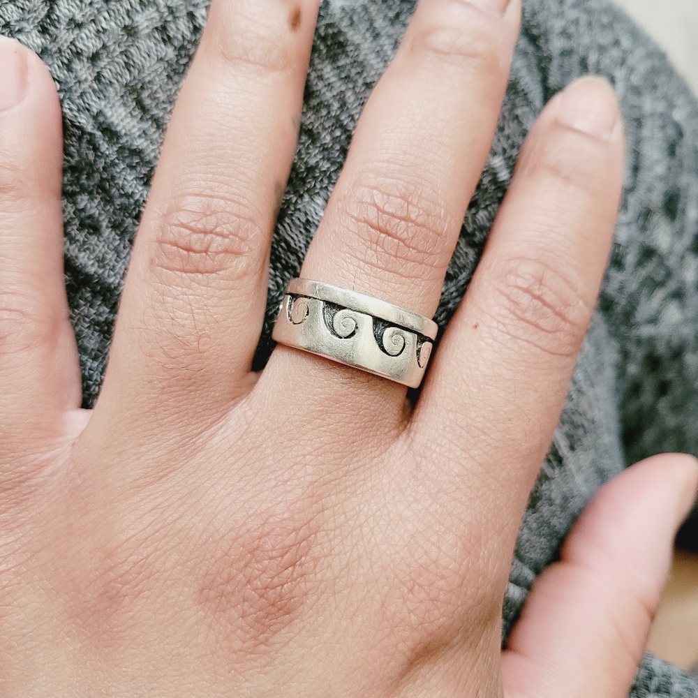 Native Sterling Silver Waves Ring - image 1